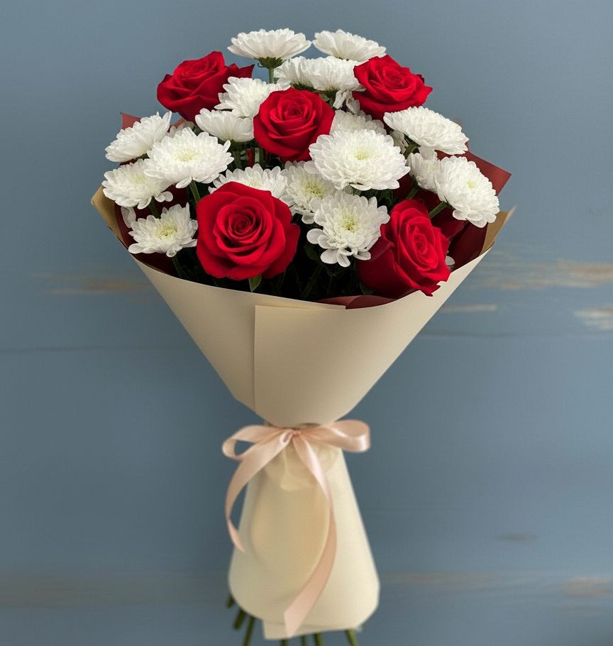 Букет цветов из: Розы и Хризантемы в городе Бор