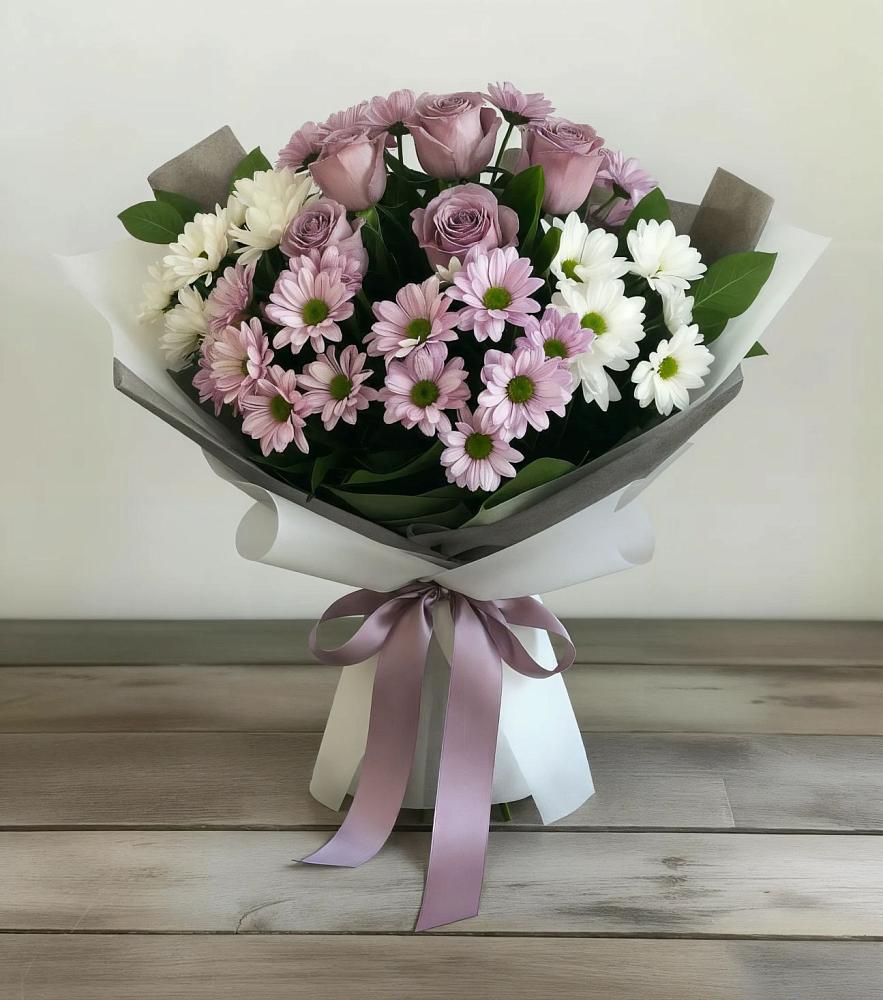 Букет цветов из: Хризантемы и Розы в городе Бор