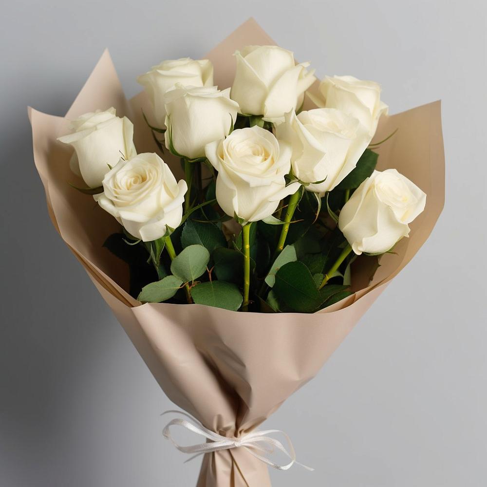 Букет 9 Белых роз Эдлесс Лав в городе Бор