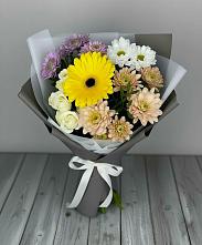 Букет цветов из:  Розы, Герберы и Хризантемы в городе Бор
