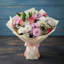 Букет цветов из:  Хризантемы, Альстромерии и Розы в городе Бор