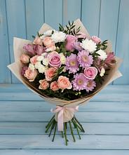 Букет цветов из:  Хризантемы, Розы и Альстромерии в городе Бор