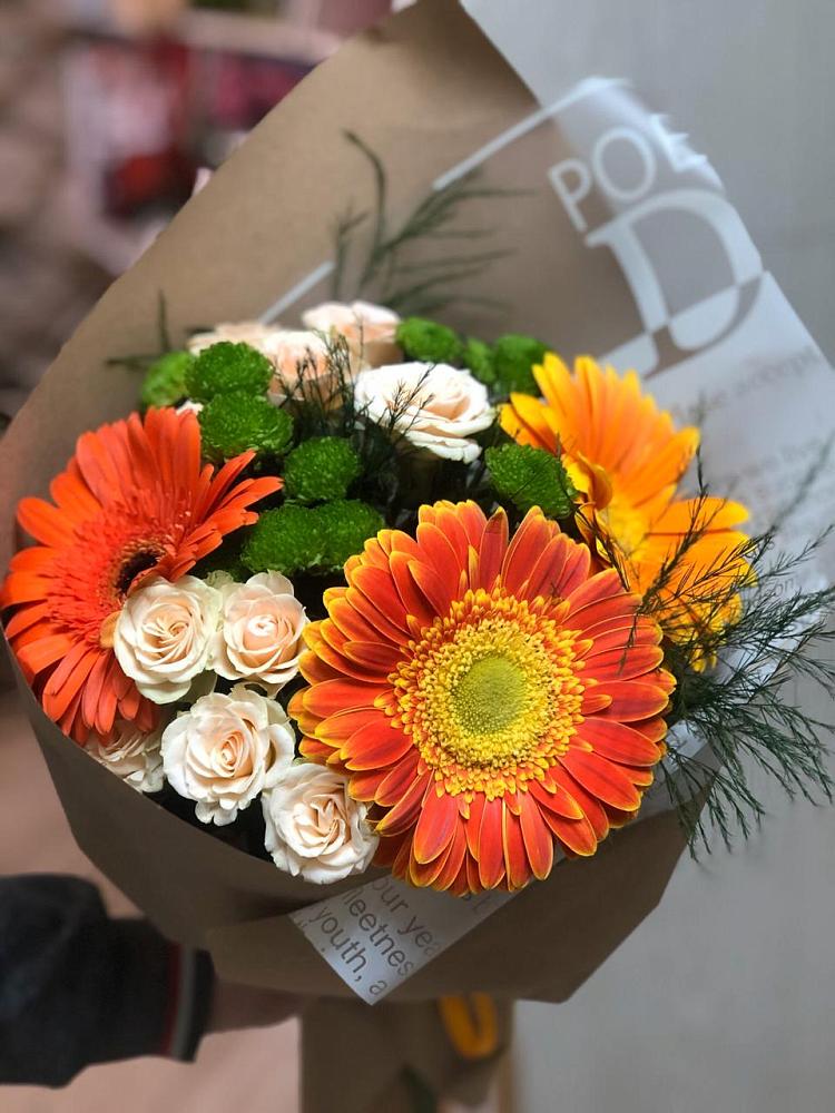 Букет цветов из: Герберы, Хризантемы и Розы в городе Бор
