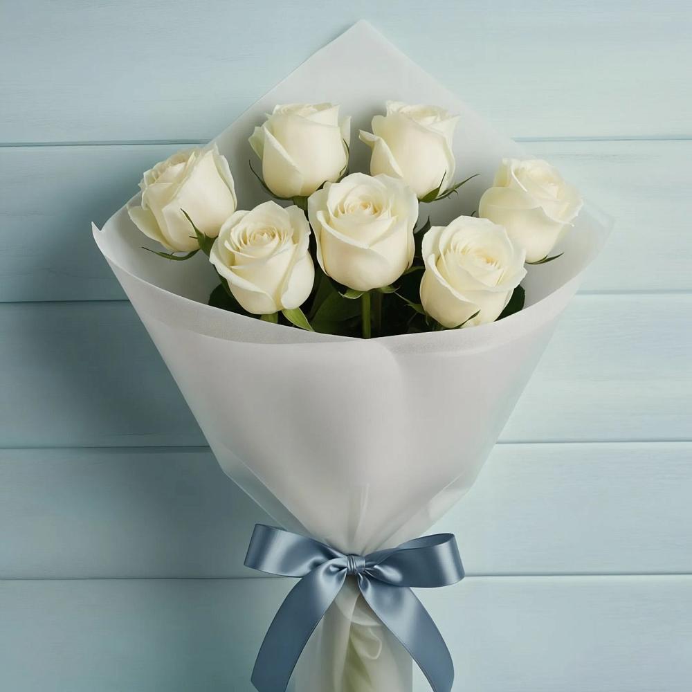 Букет 7 Белых роз Эдлесс Лав в городе Бор